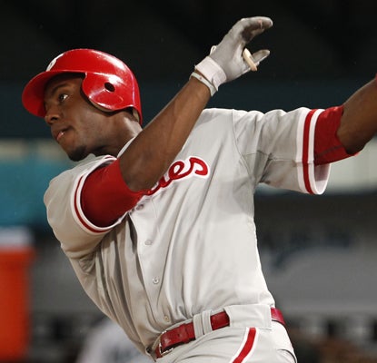 John Mayberry drives in three runs with a homer as the Phillies go 42 games above .500 for the first time in franchise history. (AP)