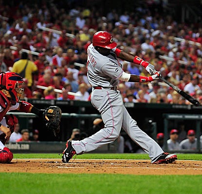 Brandon Phillips connects for an RBI double as the Reds trip up the Cards in St. Louis. (Getty Images)
