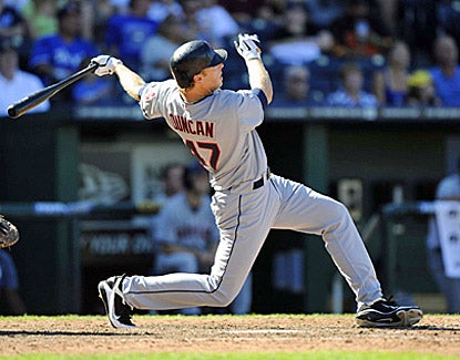Shelley Duncan's eighth-inning homer for the Indians adds two runs to his career-high five-RBI game. (US Presswire)