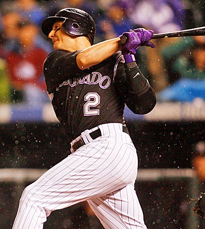 Troy Tulowitzki's three-run blast with two outs in the bottom of the eighth inning puts Colorado ahead to stay.  (US Presswire)