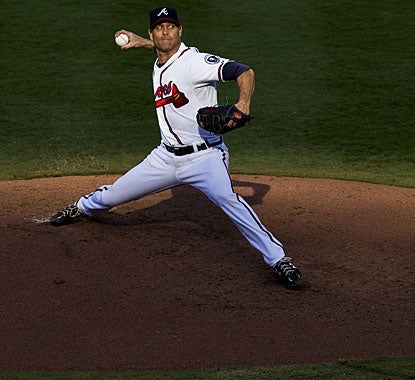 Tim Hudson limits the Mets to four hits over eight innings and fans 10 in the shutout. (Getty Images)