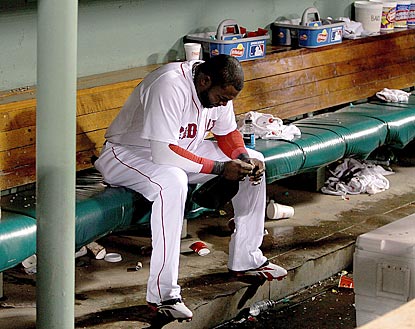 It's a lost and lonely feeling for David Ortiz, whose Red Sox must now go on the road and try to clinch the wild card.  (Getty Images)
