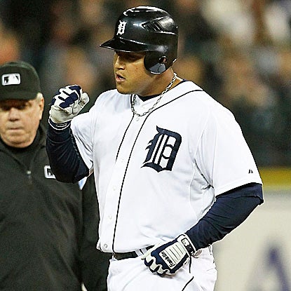 Miguel Cabrera has two hits to spark the Tigers' win.  His batting average sits at an AL-best .344. (Getty Images)