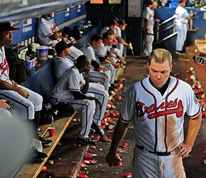 Atlanta's 10 1/2-game lead just a month ago has evaporated in one of the biggest collapses in baseball. (Getty Images)