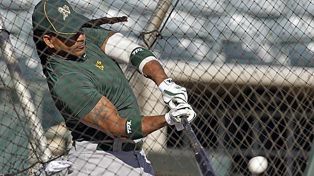 Manny Ramirez, like Mike Piazza and many others, is making a late-career stop in Oakland. (AP)