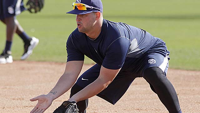 Yonder Alonso will shore up first base, where the Padres ranked 13th in the NL in defense in 2011. (US Presswire)