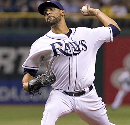 Rays lefty David Price strikes out five over 6 1/3 innings to earn his first win since Aug. 28th of last year.  (US Presswire)