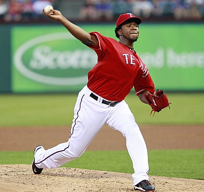 Neftali Feliz strikes out four and gives up four hits in seven innings in his first outing since Game 6 of the World Series.  (Getty Images)