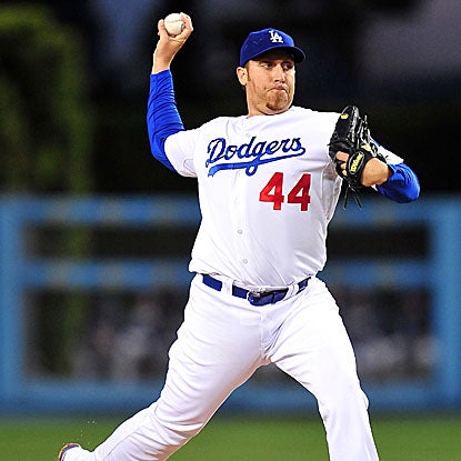 Aaron Harang strikes out 13, including a team-record nine straight, as the Dodgers defeat the Padres.  (US Presswire)