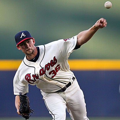 Mike Minor allows no runs in 7 1/3 innings, becoming the first Braves starter to last more than five innings in a game. (US Presswire)