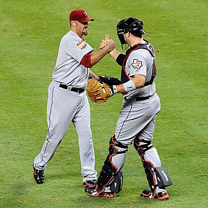 The Astros overcome a three-run deficit to take a ninth-inning lead and let Brett Myers close it out for the save.  (US Presswire)