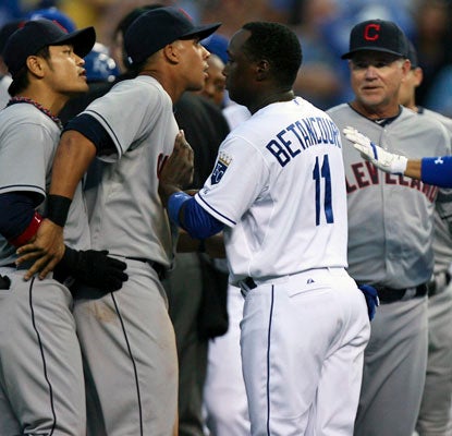 The Indians lose three to ejections in a tense game, but they find a way to prevail in 10 innings.  (Getty Images)