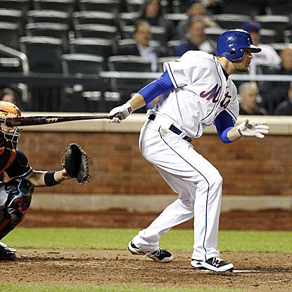 Lucas Duda's eighth-inning RBI single breaks a tie game and gives the Mets the victory over the Marlins.  (US Presswire)