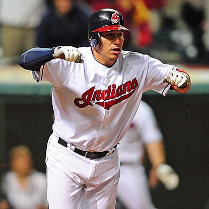 Asdrubal Cabrera drives home the winning run for the Indians, sending the Angels to their fifth consecutive defeat.  (US Presswire)