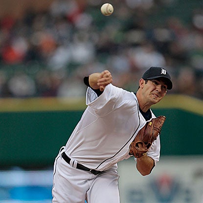 The Tigers' Rick Porcello is solid in his eight innings of work, allowing three runs on seven hits to defeat the Royals.  (Getty Images)