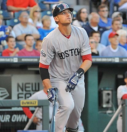 Will Middlebrooks follows the flight of his three-run roundtripper in the first inning. He adds a two-run shot in the eighth.  (US Presswire)