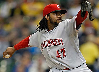 Johnny Cueto pitches seven scoreless innings to help manager Dusty Baker get his 1,500th victory. (Getty Images)