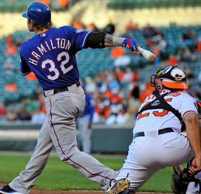 Josh Hamilton hits his major-league-leading 15th home run and ups his MLB-high RBI total to 38.  (US Presswire)