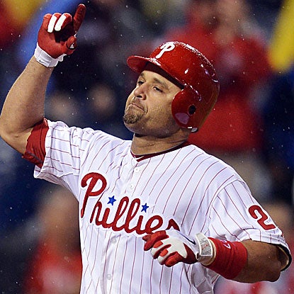 The Phillies' Placido Polanco homers to record career hit No. 2,000th.  (Getty Images)