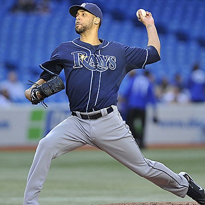 The Rays' David Price retires 12 of the final 13 batters he faces and earns the win,  improving to 6-2.  (Getty Images)