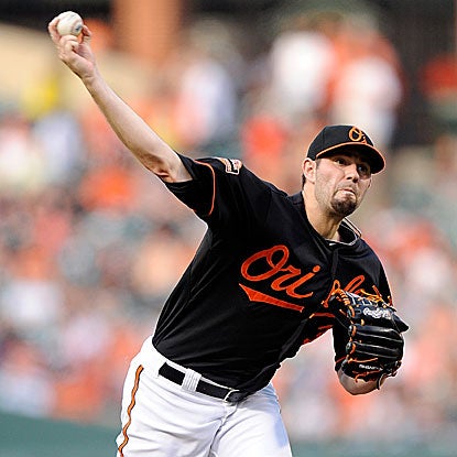 Jason Hammel pitches six strong innings for the Orioles, allowing no runs while striking out seven to earn the win.  (Getty Images)