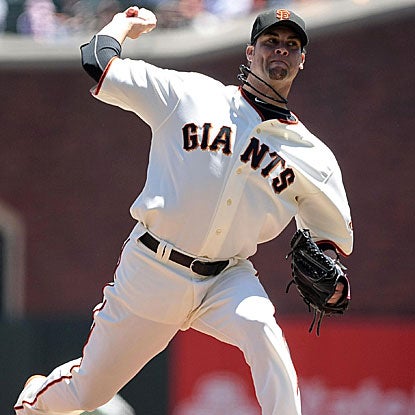 The Giants' Ryan Vogelsong pitches a season-high 7 2/3 innings to defeat the Rangers and win his fifth straight decision.  (US Presswire)
