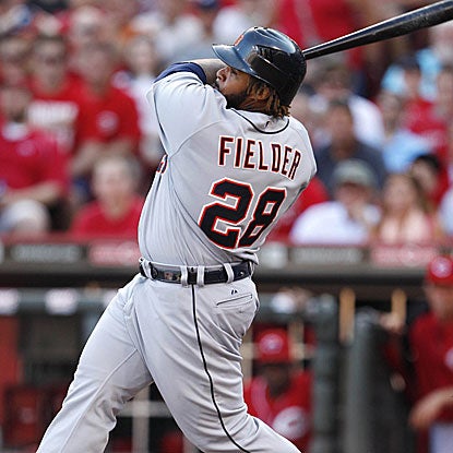 Prince Fielder homers and later knocks in the tie-breaking run with a single to put the Tigers past the Reds.  (US Presswire)