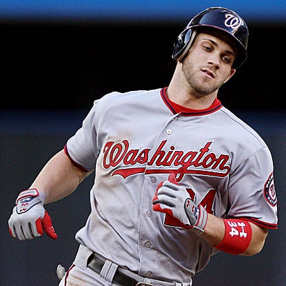 Bryce Harper homers and collects his second straight three-hit game in the Nationals' win over the Blue Jays. (US Presswire)