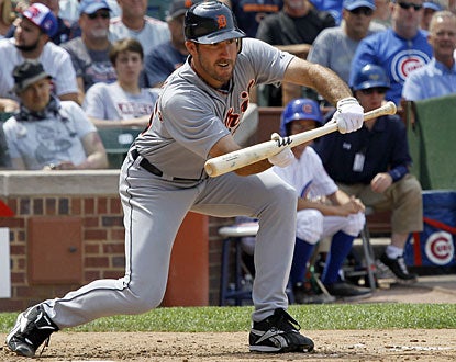 Justin Verlander, who retires 10 in a row at one point, also helps his cause with a pair of sacrifices. (AP)