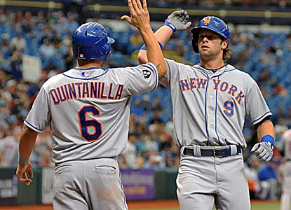 Kirk Nieuwenhuis leads off the game with a homer, then belts a two-run shot in the fourth to help Mets finish off the Rays. (Getty Images)