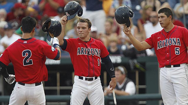 Robert Refsnyder (2) gets Arizona off to a big start with a two-run blast in the first inning. (US Presswire)