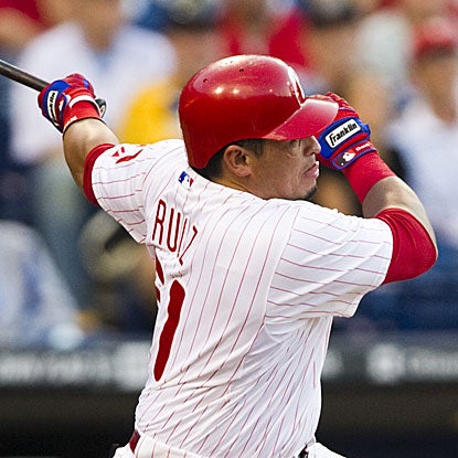 Carlos Ruiz's eighth-inning home run provides the Phillies with an important insurance run. (US Presswire)