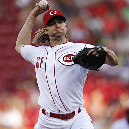 The Reds' Bronson Arroyo allows only one man to reach until the eighth inning, when his no-hit bid is broken up. (US Presswire)