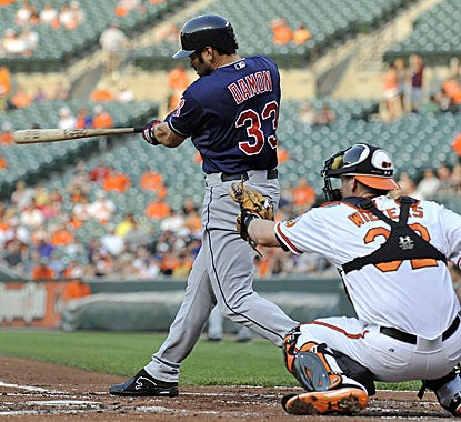 Johnny Damon sets the tone for the Indians with his three-run homer in the second inning. (AP)