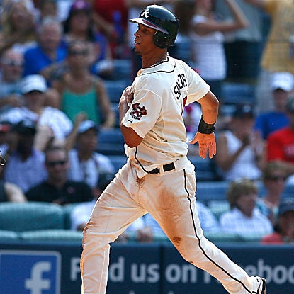 Andrelton Simmons leads the Braves with three hits, and also scores and drives in a run, to help knock off the Nationals.  (Getty Images)
