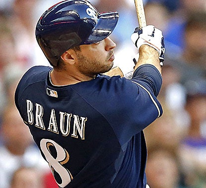 With his two dingers, Ryan Braun takes over the National League lead in home runs with 22. (AP)