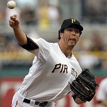 The Pirates' Jeff Karstens allows four hits in eight innings while striking out a season-high eight hitters to beat the Astros. (Getty Images)