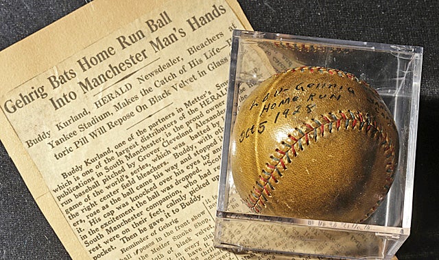 Gehrig's home run ball from the 1928 World Series could fetch up to $200,000. (AP)