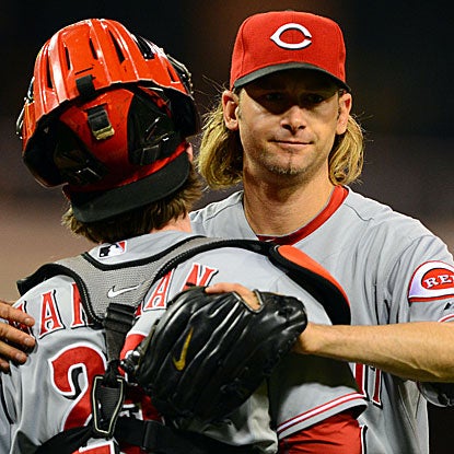 The Reds' Bronson Arroyo retires 14 of the final 15 batters to go the distance and earn the complete-game shutout.  (US Presswire)