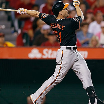 Steve Pearce's three-run home run provides all the offense the Orioles need in their win against the Angels.  (Getty Images)