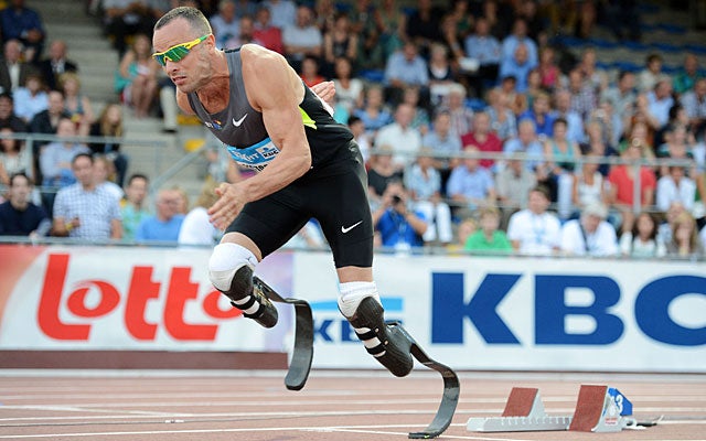 Oscar Pistorius competes on legs that weigh as little as 5 percent of his able-bodied opponents' legs. (AP)