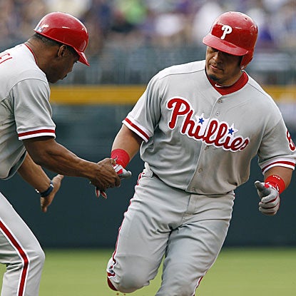 Carlos Ruiz's three-run homer highlights a four-run first inning for the Phillies.  (AP)