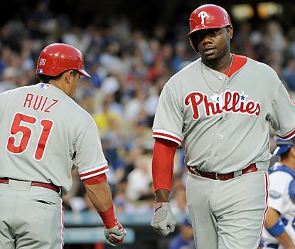 Ryan Howard leads off the fourth inning with a home run -- his first RBI in 18 at-bats since coming off the disabled list. (Getty Images)