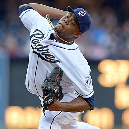 The Padres' Edinson Volquez holds the Astros to just an infield single to earn his first career complete game and shutout.  (US Presswire)