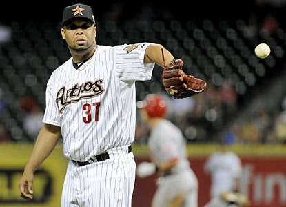 Newly acquired closer Francisco Cordero implodes in his first ninth-inning appearance with the Astros as he yields three runs. (AP)