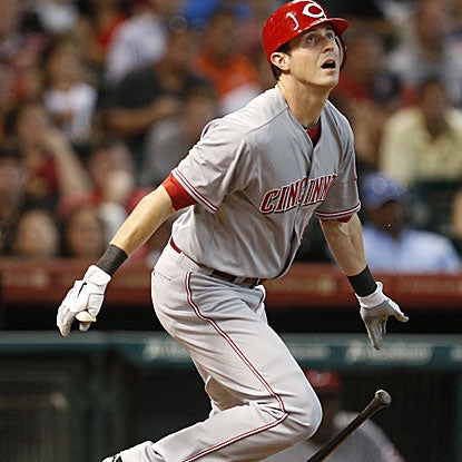 Drew Stubbs connects on a two-run double in the ninth inning to put the Reds over the Astros.  (US Presswire)