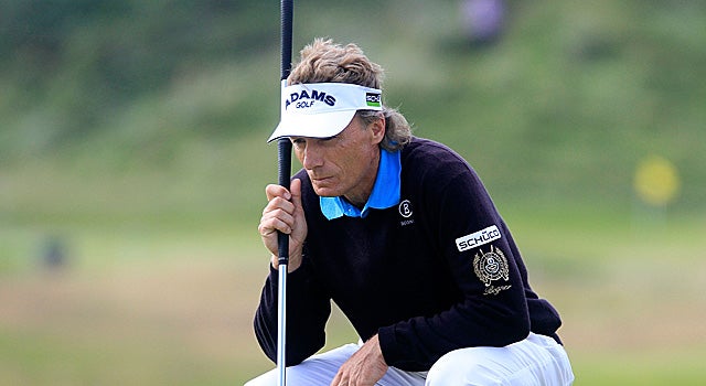 With a one-stroke lead, Bernhard Langer will seek his second Senior British Open title Sunday. (Getty Images)