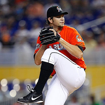 A subject of recent trade rumors, the Marlins' Josh Johnson allows one earned run on two hits in five innings. (Getty Images)
