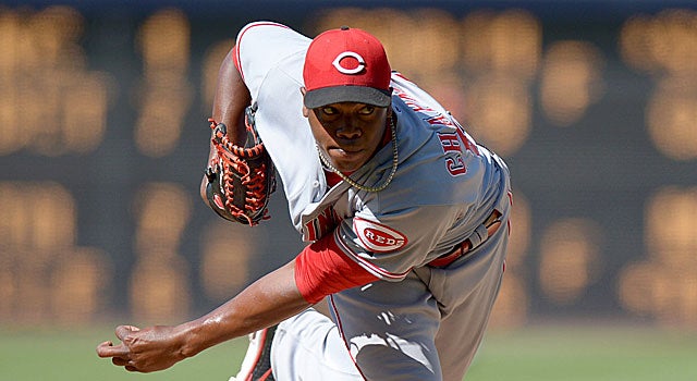 The Reds' Aroldis Chapman has a 0.20 ERA and a .102 opponents' batting average vs. NL teams. (US Presswire)