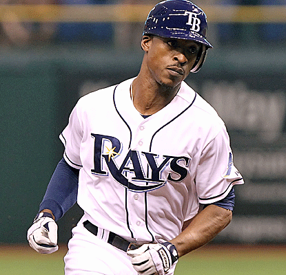 B.J. Upton becomes just the eighth player in history to hit 100 homers and steal 200 bases before the age of 28.  (US Presswire)